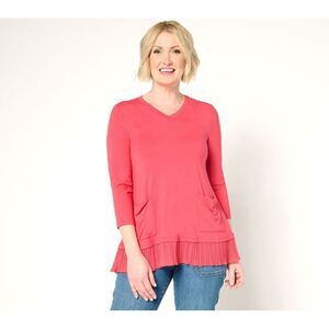 Fashion Women's Top Sz M Rayon 230 Broomstick Hem Red A689929